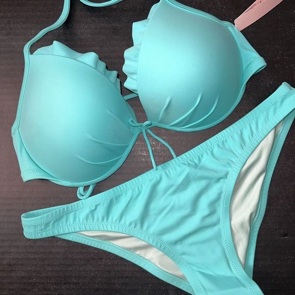 Victoria's Secret 34DD BIKINI L bottom SEAFOAM glow teal mint - Picture 2 of 3